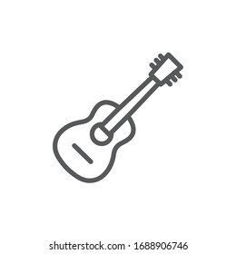 Guitar Line Icon On White Background.