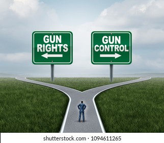 Gun Control Or Guns Control And Second Amendment United States Debate As A Government Firearms Federal Or State Law Policy With 3D Illustration Elements.