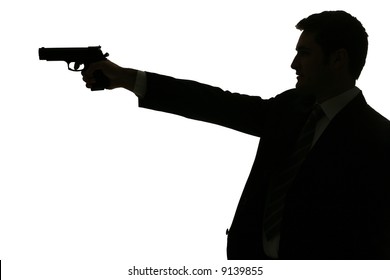 the gun in hand. Isolated