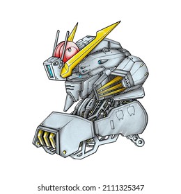 Gundam Robot head design for t  shirt design reference etc 