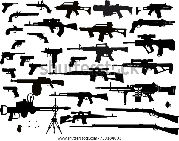 Guns Collection Set Bullet Bullet Hole Stock Illustration 759184003 ...