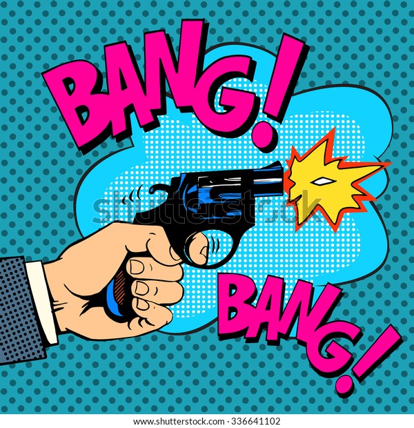 Gunshots Gangster Murder Pop Art Retro Stock Illustration 336641102 ...