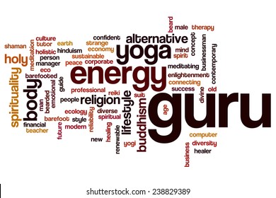 Guru word cloud concept with yoga holy related tags