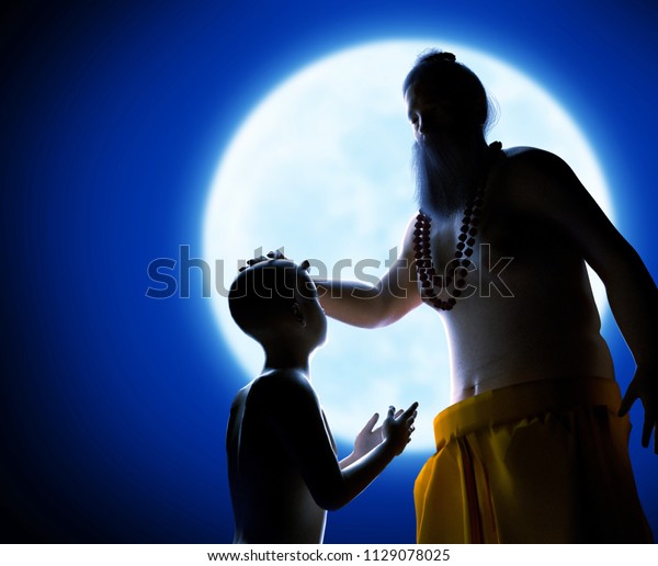 Gurupurnima (worship of teacher - Indian festival) 3d\
rendered illustration\

