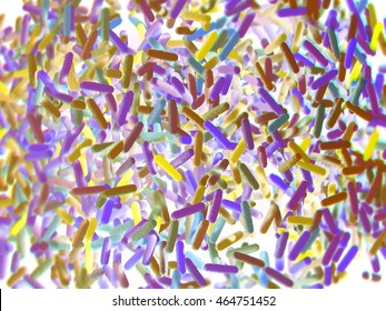 Gut Bacteria Microbiome. 3D Illustration. Representation.