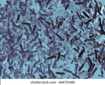 Gut bacteria microbiome. 3D illustration. Representation.