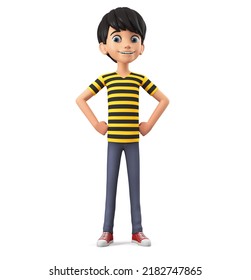 Guy Cartoon Character Striped Tshirt Isolated Stock Illustration ...