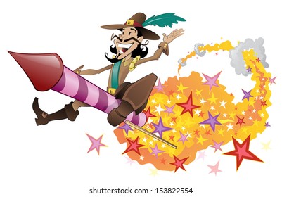 Guy Fawkes On A  Rocket. 