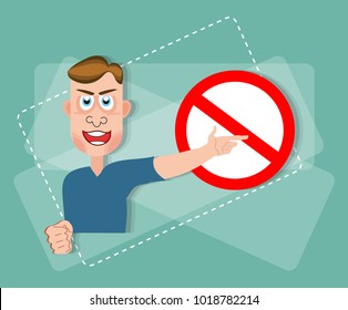 Guy Points Prohibitory Sign Stock Illustration 1018782214 | Shutterstock