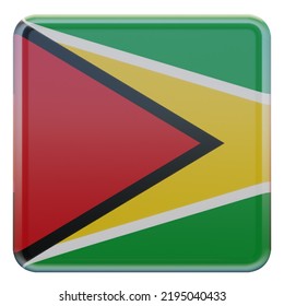 Guyana 3D Illustration Textured Glossy Square Flag