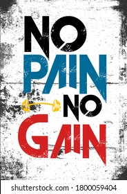 Gym Quote. No Pain No Gain. Dumbbell Icon. Motivational And 