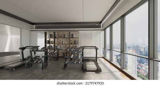 GYM Room Interior Office Concept (3D Rendering)