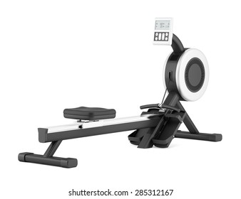 Gym Rowing Machine Isolated On White Background