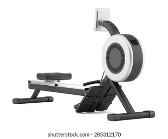 Gym Rowing Machine Isolated On White Background