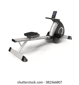 Gym Rowing Machine Isolated On White Background