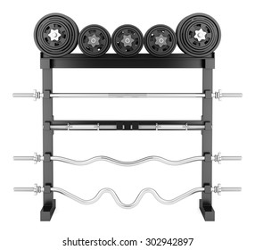 Gym Weight Rack Isolated On White Background