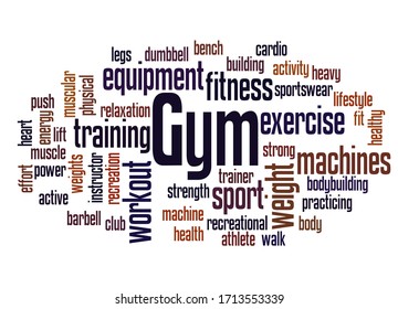 Gym Word Cloud Concept On White Stock Illustration 1713553339 ...