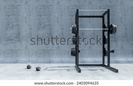 Gymnasium structure for squat in modern environment. 3d render