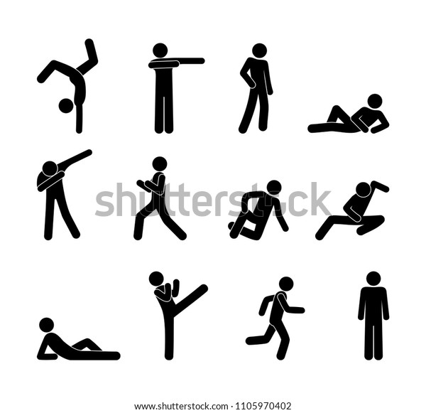Фотообои "gymnast icon, man doing exercise, isolated pictogram, human figures...