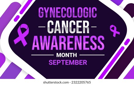 Gynecologic Cancer Awareness month wallpaper in purple color ribbon and typography. September is Gynecologic month, backdrop design - Powered by Shutterstock