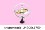 Gyroscope, device containing a rapidly spinning wheel 3d Illustration