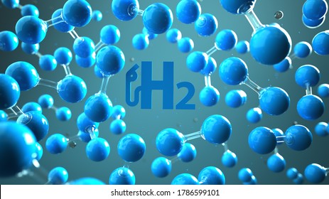 H2 Gas Pump Symbol With Hydrogen Molecule In The Liquid. 3d Illustration.