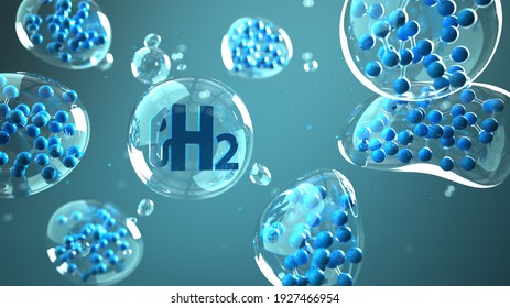 H2 Gas Pump Symbol With Hydrogen Molecule In The Liquid. 3d Illustration.