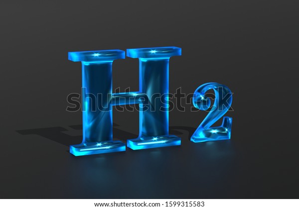 H2\
symbol for hydrogen and fuel cells (3D\
Rendering)