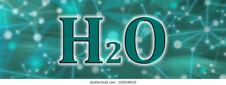 H2O Symbol. Water Molecule On Green Network Background
