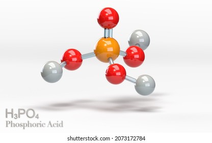 H3PO4 Phosphoric Acid. Molecule With Hydrogen, Phosphorus And Oxygen Atoms. 3d Rendering