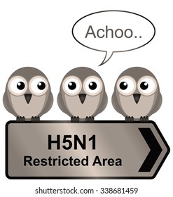 H5N1 Bird Flu Sign With Bird Sneezing 