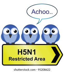 H5N1 Bird Flu Sign With Bird Sneezing