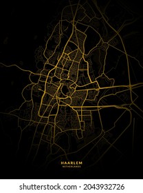 Haarlem, Netherlands Map - Haarlem City Gold Map Poster Wall Art Home Decor Ready to Printable