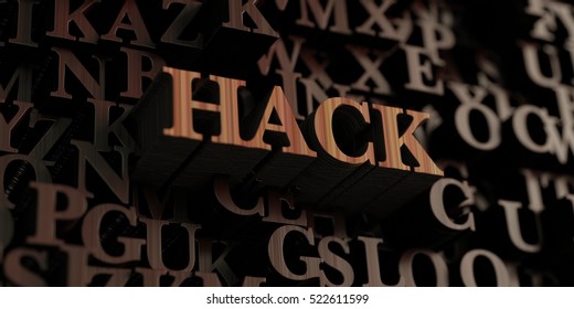 Hack - Wooden 3D rendered letters/message.  Can be used for an online banner ad or a print postcard.