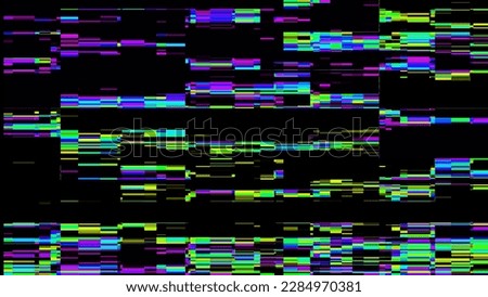 Hacked computer screen with glitch effect. Error templates with distortion lines. Abstract digital background with colored noise waves. 3D rendering.