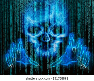 hacker attack concept blue illustration