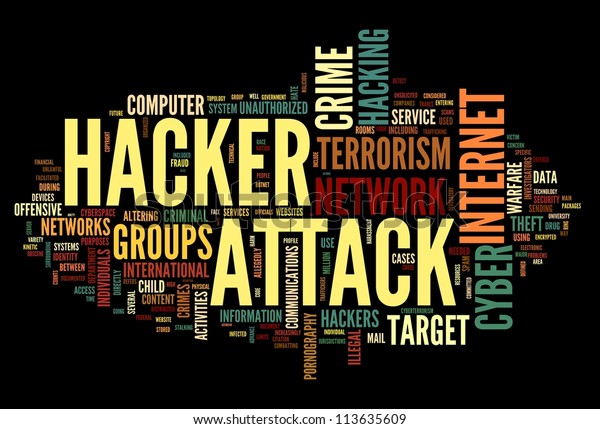 Hacker Attack Concept Word Tag Cloud Stock Illustration 113635609