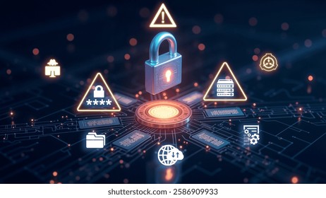 Hacker attack. Security breach, system hacked, internet cyber attack alert with red broken padlock, cybersecurity