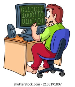 Hacker Boy Hacks Computer Cartoon Stock Illustration 2153191807 ...