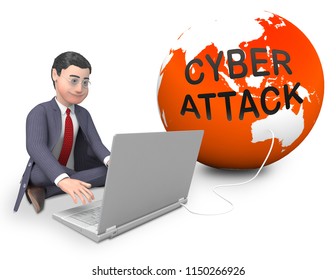 Hacker Cyberattack Malicious Infected Spyware 3d Rendering Shows Computer Breach Of Infected Network