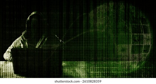 Hacker in Front of Computer Laptop Security Technology 3D Render