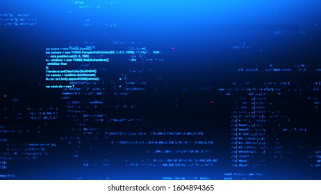 Hacker glitch blue illustration code background