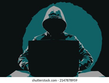 Hacker Illustration Hacker Silhouette Drawing Stock Illustration ...