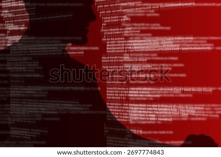 A hacker launches a cyberattack from a virtual interface with lines of programming code
