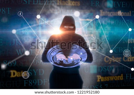 Hacker stealing information. Computer hacking concept. Network security. Computer crimen. Danger of hack attack
