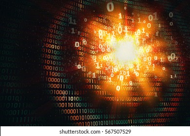 Hacking Computer Security, Ddos Attack, Abstract Binary Background, 3d Illustration