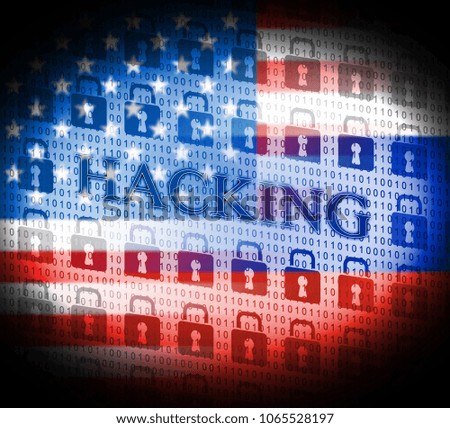 Hacking Locks Showing Election Data 3d Illustration. Cyber Crime  Criminal Campaign by Russian Government To Hack Elections In The USA Using Illegal Online Spying.