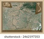 Hai Duong, province of Vietnam. Low resolution satellite map. Corner auxiliary location maps