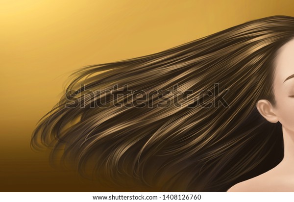 Hair Care Beauty Long Hair Woman Stock Illustration 1408126760