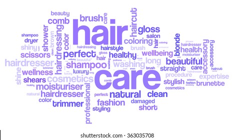 Hair care word cloud. Hair care typography background. 
